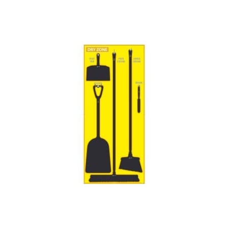 Nmc National Marker Dry Zone Shadow Board, Yellow/Black, 68 X 30, ACP, Aluminum Composite Panel- SB140ACP SB140ACP